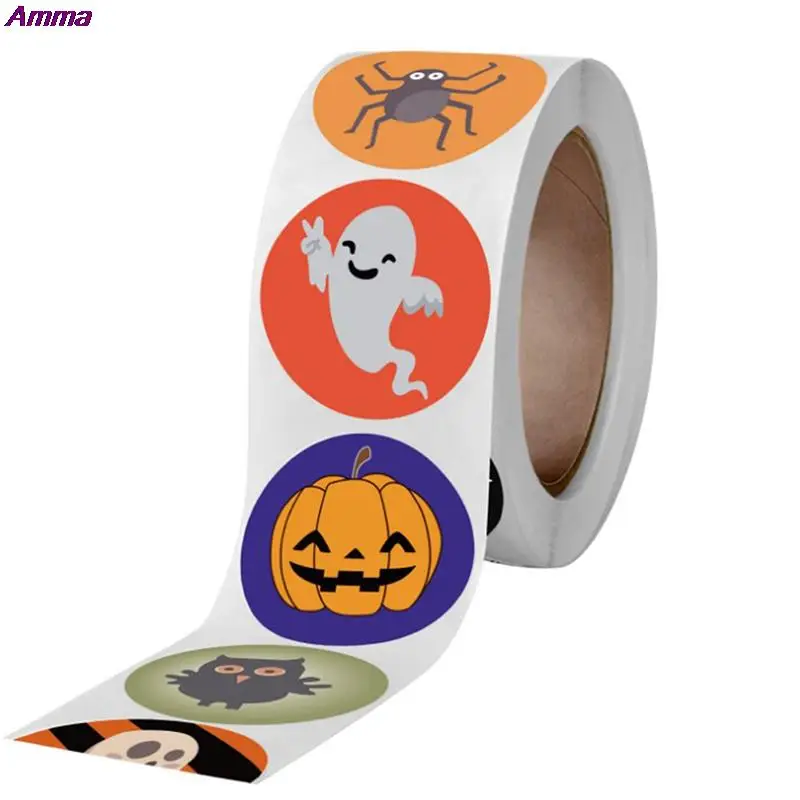 Hot sale 500Pcs/Roll 1 inch/2.5cm Halloween Christmas Pumpkin Decor Labels Seal Stickers DIY Gift Paper Sticker