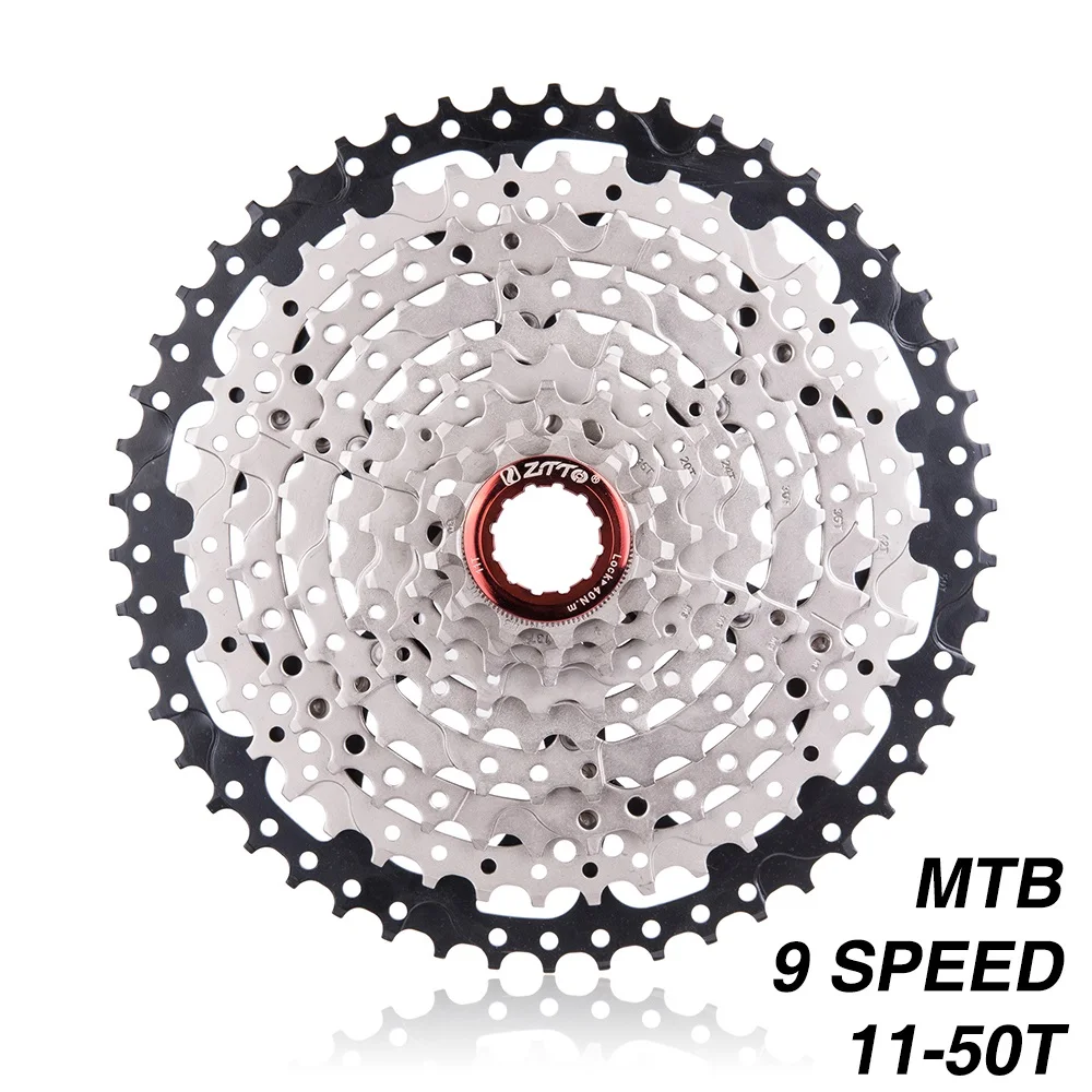 

MTB Mountain Bike 9 Speed Cassette 11-50T Wide Ratio Bicycle Freewheel 9S Compatible with Shimano M430 M4000 M590 Bike Freewheel