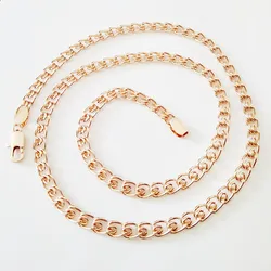 New Trendy Men Necklace Rose 585 Gold Color Fashion Jewelry Copper 5MM 60CM Long Chain Factory Direct