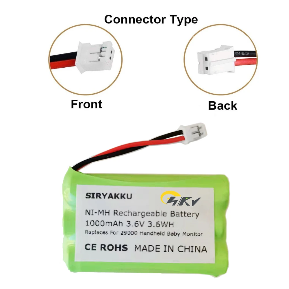 3.6V 1000mAh Replacement Battery for Summer Infant Wide View 28650 29000 29000A & Clear Sight 29040 29030 Baby Monitor