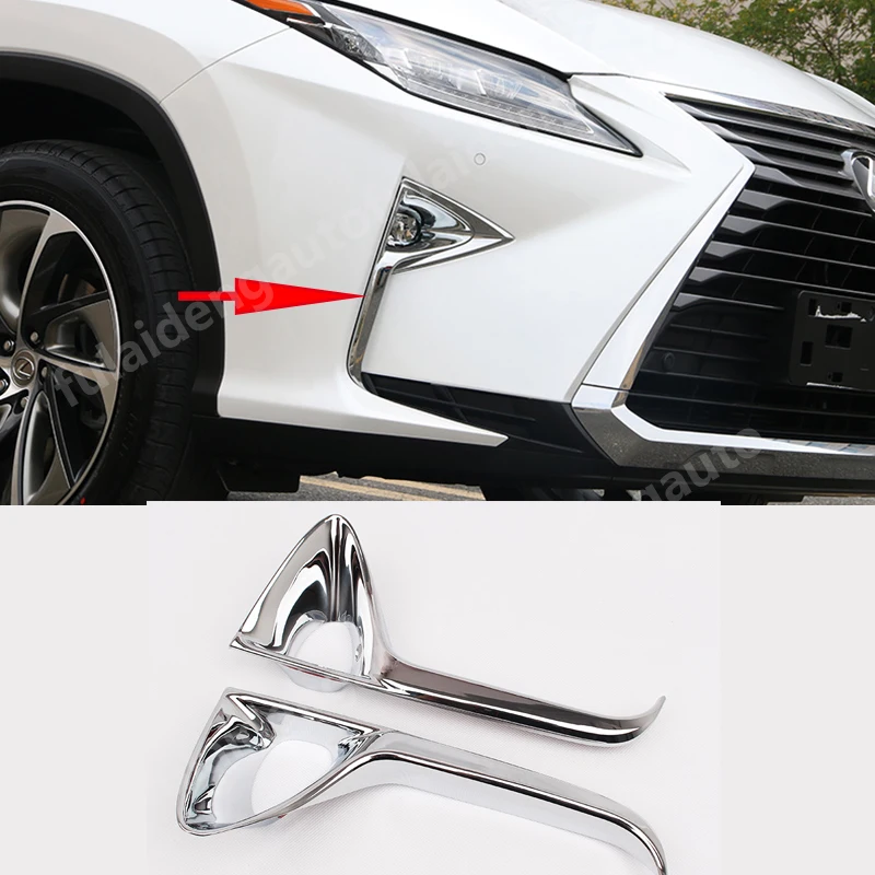 2pcs ABS Chrome Front Fog Light Lamp Cover Trim Decor For Lexus RX350 RX450H 2016-2019 Moulding Car Accessories