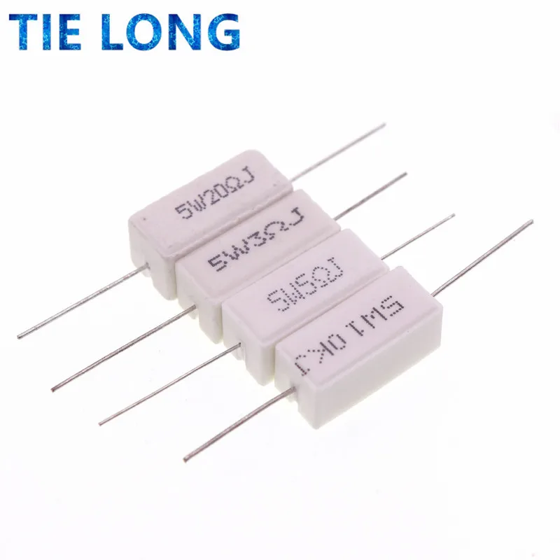 10pcs 5W 5% Cement Resistor Power Resistance 0.1 ~ 10K 0.1R 0.5R 1R 10R 100R 0.22 0.33 0.5 1 2 5 8 10 15 20 25 30 100 1K 10K ohm