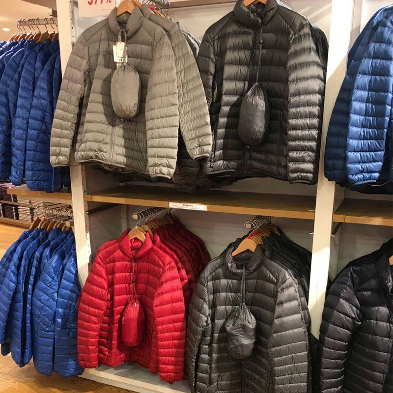 

Men's Lightweight Down Jacket Winter 7 Color Classic Casual Stand Collar White Duck Down Portable Coat Male Brand Clothes