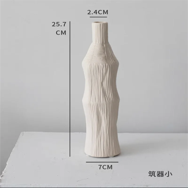 Nordic Creative Ceramic Vase Irregular B&b Living Room Model Room Ins Dried Flower Arrangement Decorative Ornaments