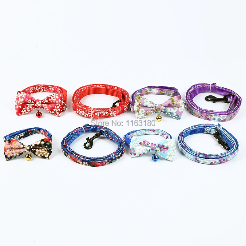 360 Sets/lot Dog Collar and Leash Set with Bow Tie  Small Dog Cat Collar and Dog Leash Pet Accessories