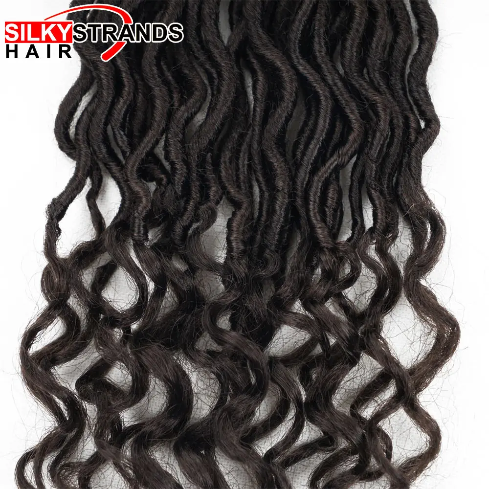 

18 Inch 75g Afro Wavy Goddess Locs Curly Crochet Hair Extensions for Women Synthetic Ombre Faux Braiding Hair Bulk Bohemian
