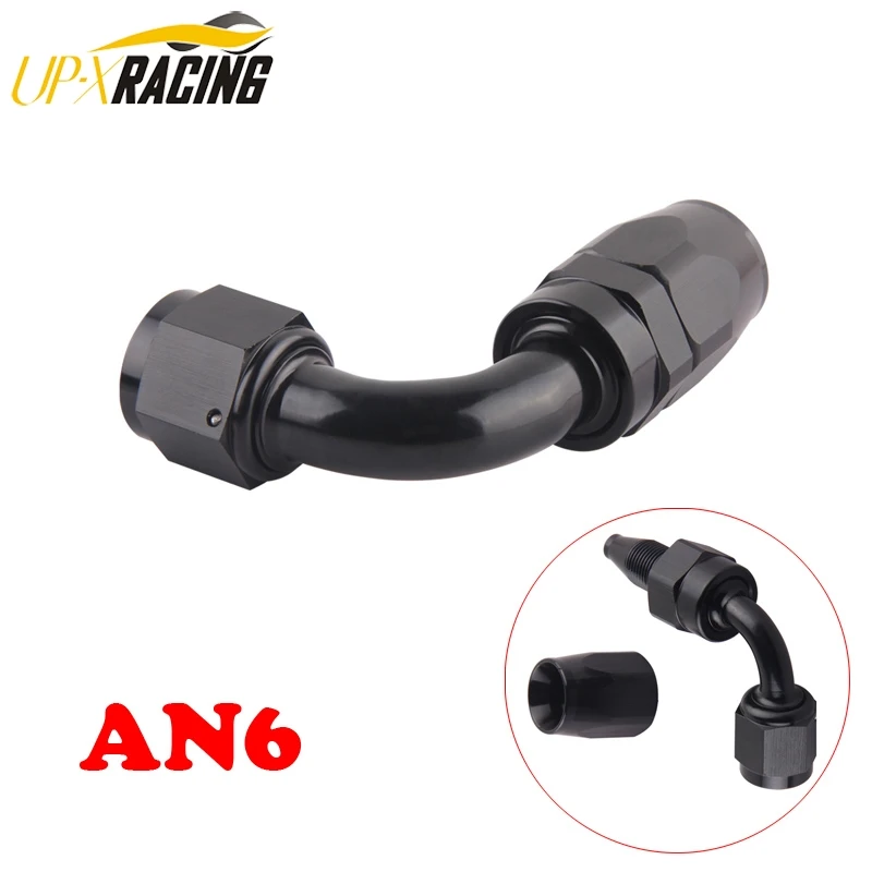 AN6 Straight 45 90 180 Degree Oil Fuel Swivel Hose End Fitting Oil Hose End Adaptor Kit Black JT41