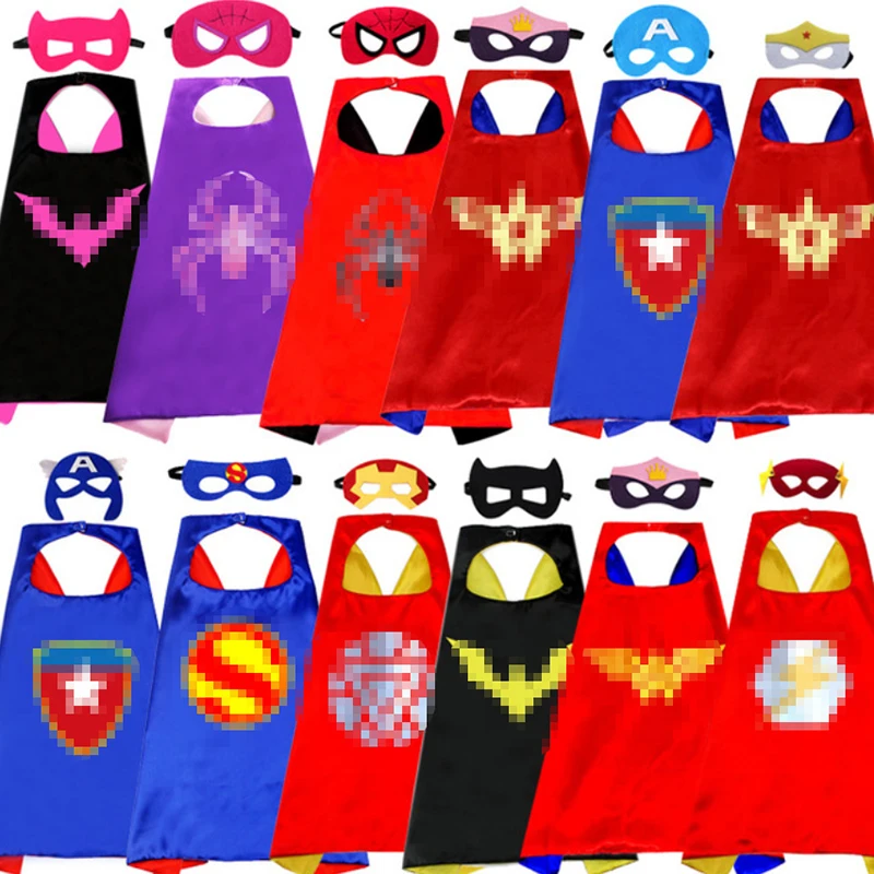 Anime Cosplay Capes Verjaardagscadeau Kerstcadeau Halloween Mantel Satijn 70Cm Kind Speelgoed Batman Super Held Ironman Party