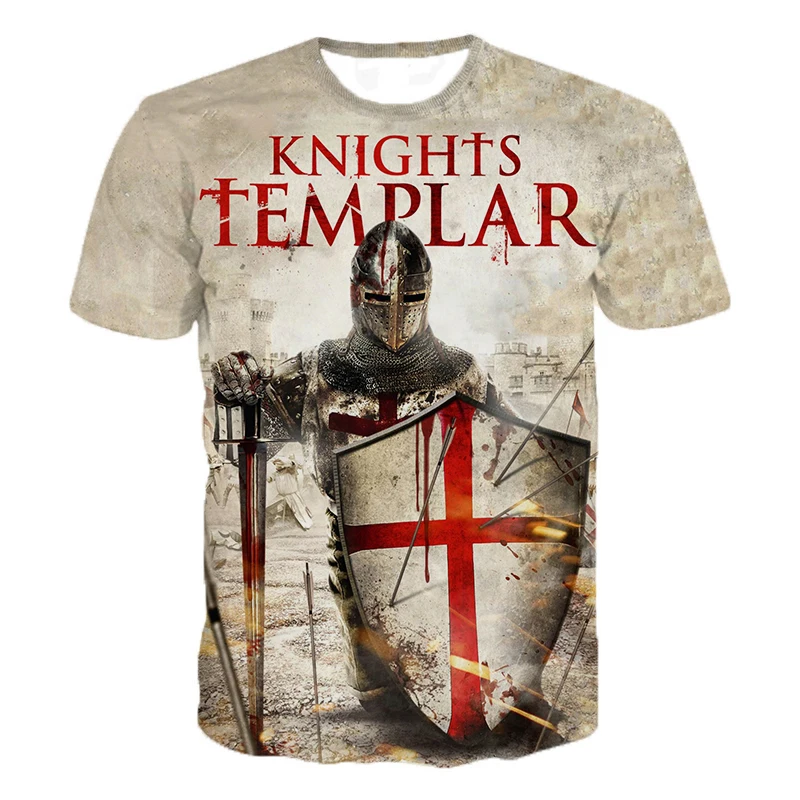 2022 New Arrival Knights Templar 3D Printed T Shirt Men Women Fashion Casual Short sleeve Hip Hop Streetwear Oversized T-shirt image 3