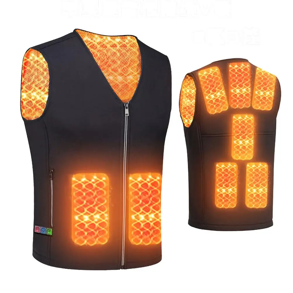 8-Zone Heating Vest Three-Control Composite  V-Neck Usb Heated Vest V Neck Heart Jacket Plus Size Men Sportswear Electric