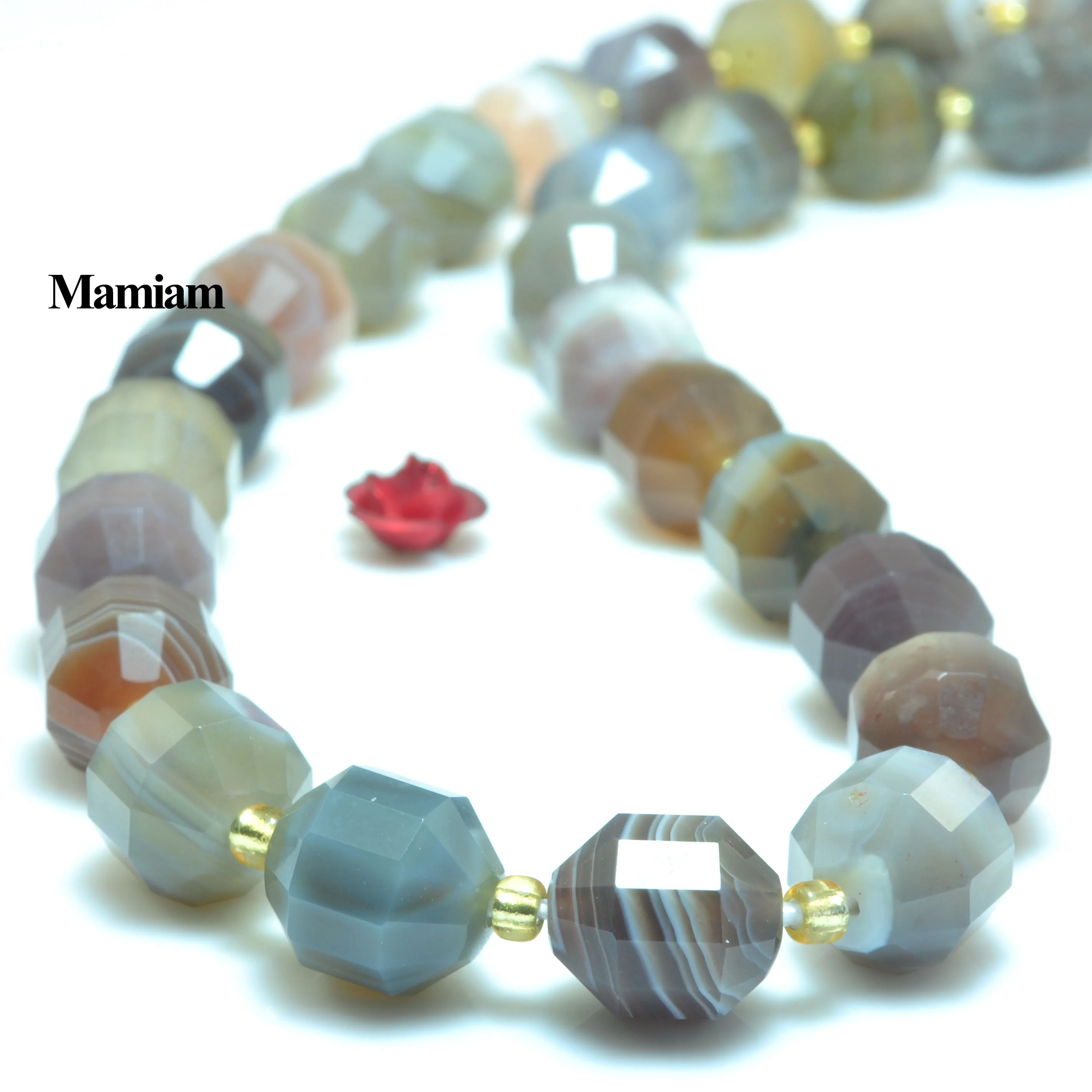 

Mamiam Natural Botswana Faceted Cylinder Charm Beads 7x8mm 9x10mm Loose Stone Diy Bracelet Necklace Jewelry Making Gift Design