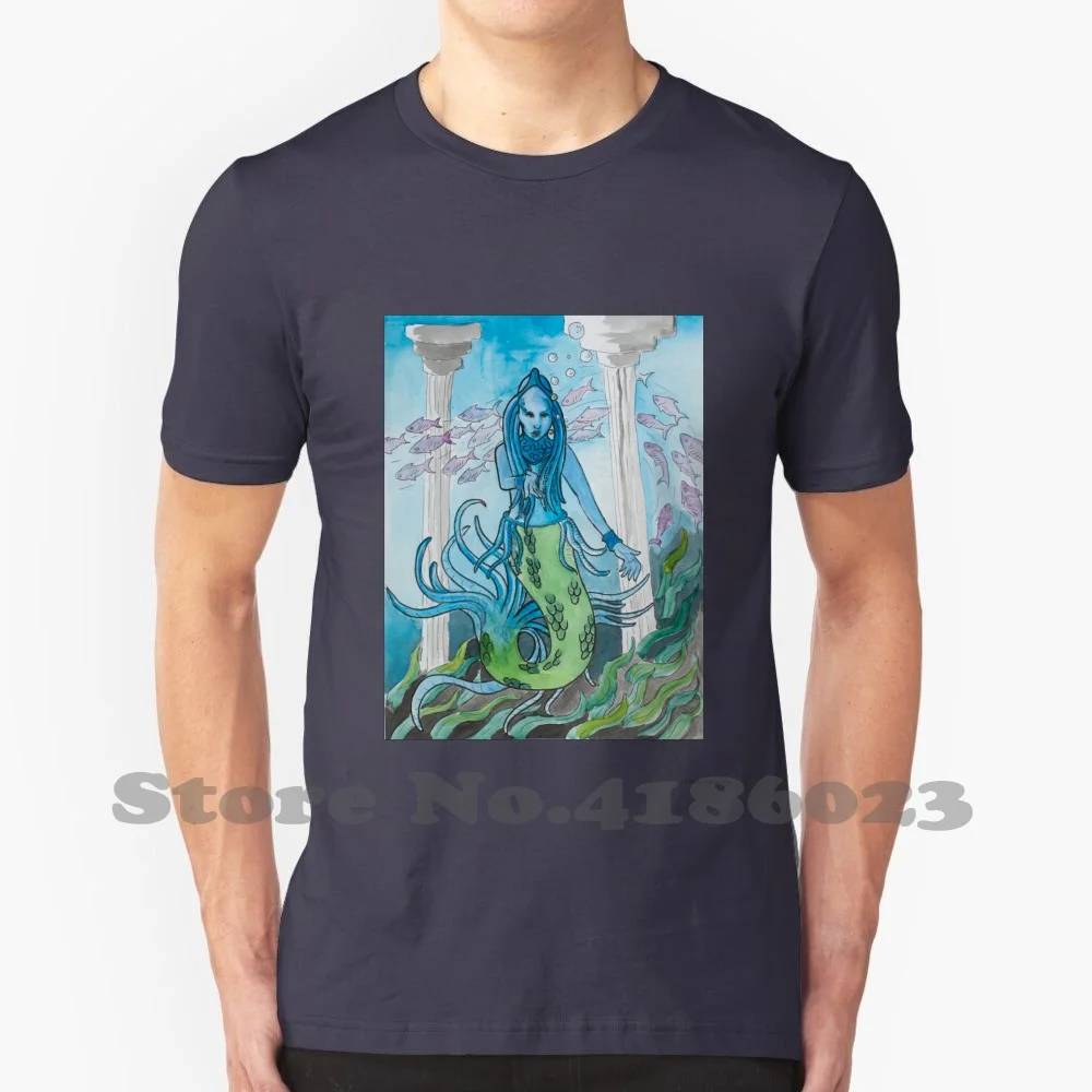 Fandoms Under The Sea Diva 100% Cotton T-Shirt Fanart Mermaid Diva Fifth Element Watercolors Ink Scfi Science Fiction