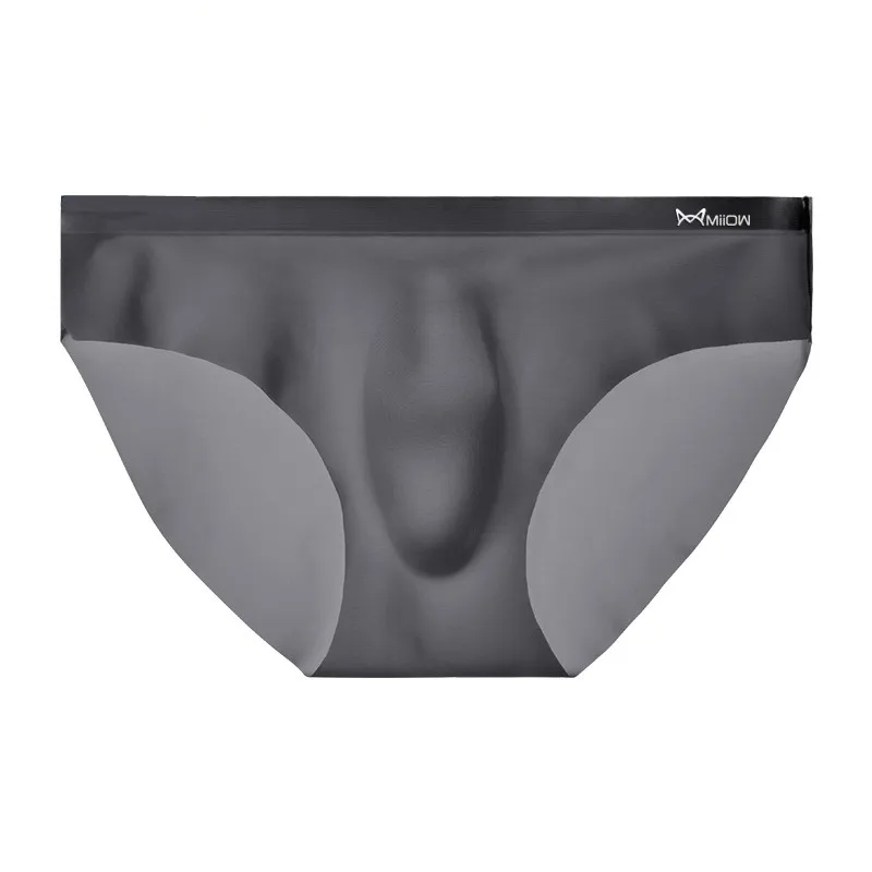 Sexy Mens Underwear Briefs Bikini Homme Seamless Panties Man Solid Transparent Ice Silk Pouch Underpants Male Penis Plus Size