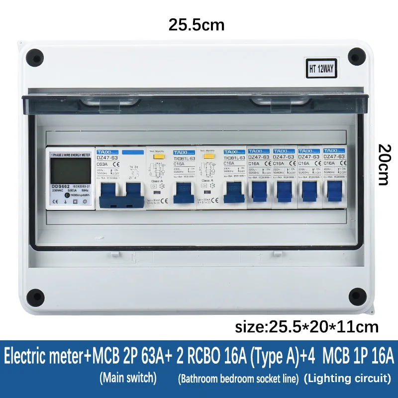 Waterproof Electrical Distribution Box With Circuit Breaker MCB Household Switch Power Plastic Junction Wire Box IP65