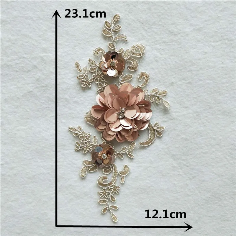 High quality Lace fabric 3D flower Laces collar Sequins Embroidery Craft materials Application Rhinestone Dress Accessories