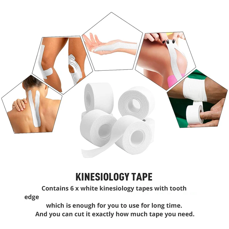 6 Rolls Sports Elastic Bandages Cotton Physio Tape Therapeutic Medical Athletic Tape Muscle Support for Knee Wrist Ankles