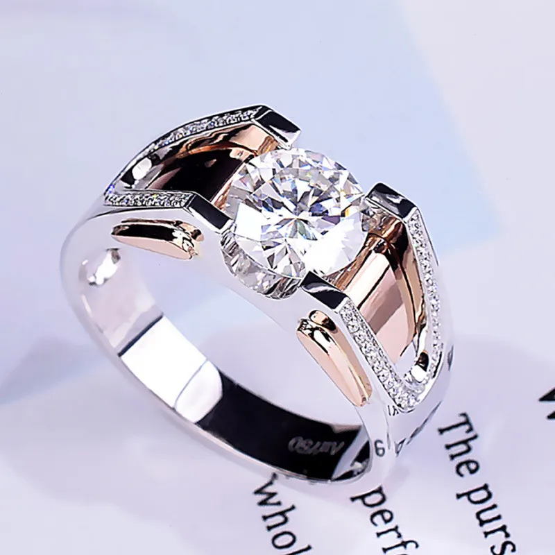 Crystal Zircon Diamonds Gemstones Bague Finger Band Rose Gold & White Silver Color Rings for Men & Women Fashion Jewelry Gifts 4