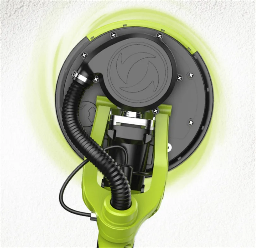 220V 810W 1.9m télescopique à main longue perche mur rectifieuse, disque ponceuse, auto-amorçante de collecte de poussière, LUMIÈRE LED