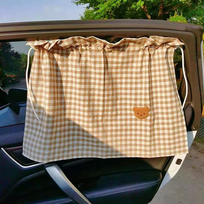 Car Sun Protection Shade Curtains for Baby Cute Bear Car Styling Rear Side Window Windshield Sunshade Protect Window Curtains