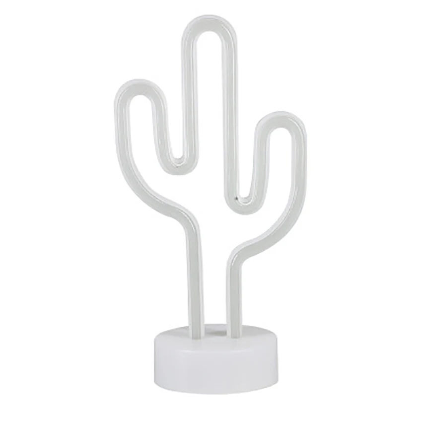 Cactus Shape Neon Night Desk Lamp Holiday Festival Party Wedding Decoration Bedroom Study Room Detachable Night Light