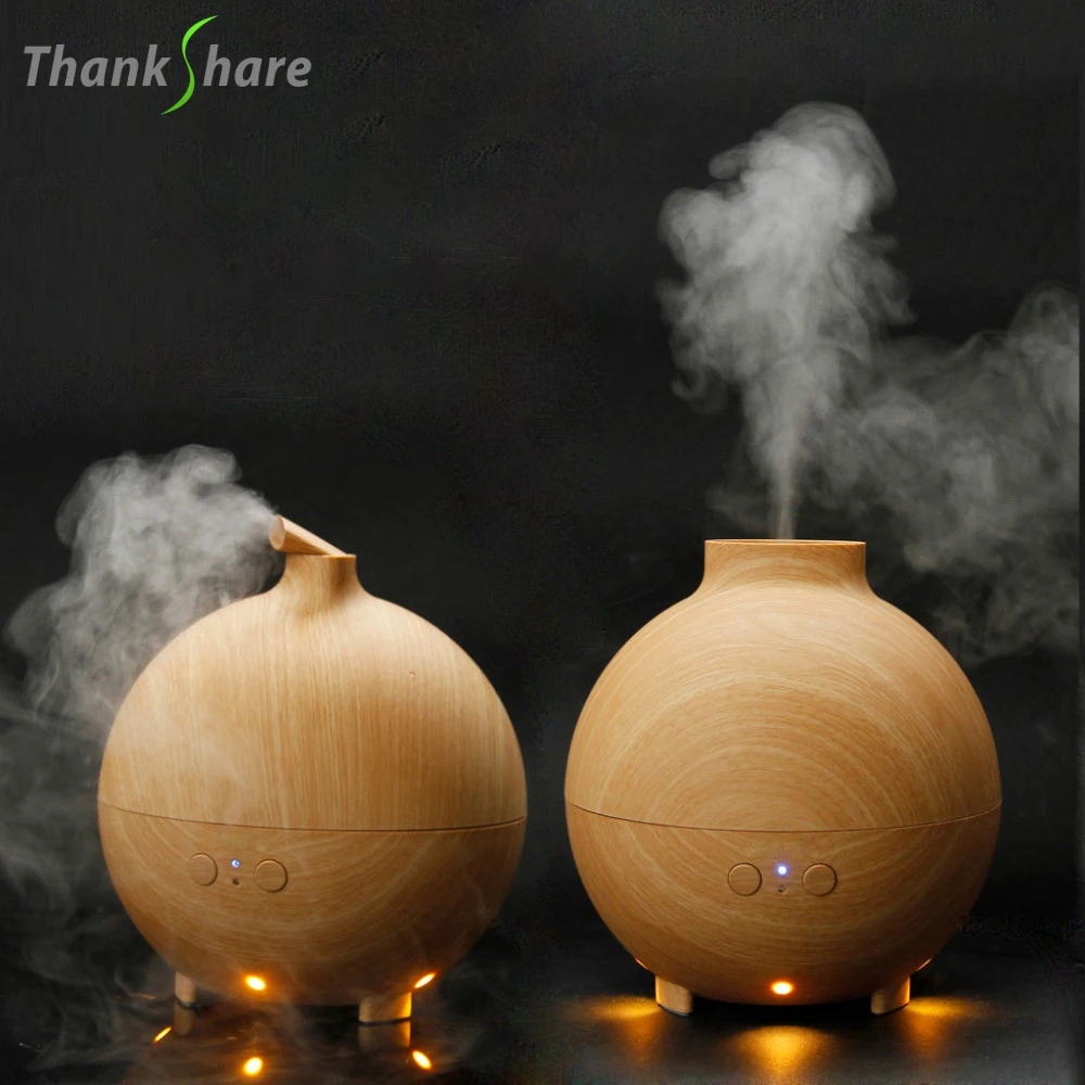 THANKSHAR  625ml Humidifier Ultrasonic Vaporizer Wood Grain Supper Ultrasonic Essential Oil Diffuser Mist Maker for Home Office