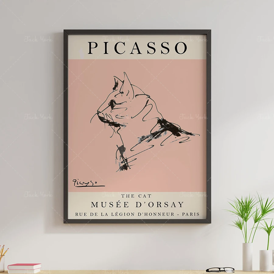Picasso Exhibition Poster, The Cat, Vintage Art, Minimalist Poster, Line Drawing, Art Print, Bedroom Art, Ideal Gift
