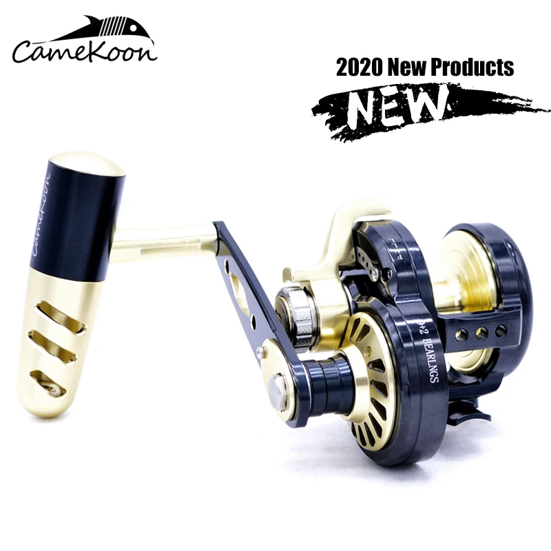 CAMEKOON saltwater fishing reel left/right handle slow Jigging wheels Trolling fishing wheel up to 32kg max drag all metal wheel