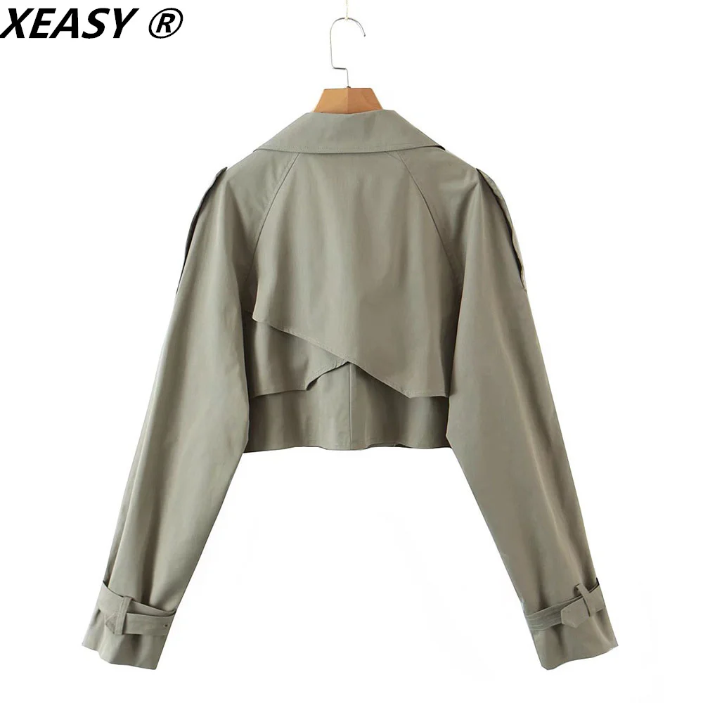 XEASY 2021 Women\'s Suits With Skirt Vintage Short Blazer Cropped Jacket High-Waisted Skirt Autumn Female Mini Suit 2 Piece Set