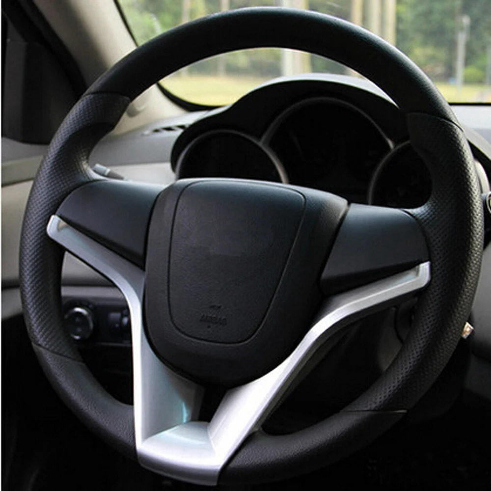 Car Accessories Fit For Chevrolet Cruze Trax Tracker Sonic car styling Steering Wheel Chrome Trim Cover Insert Sticker