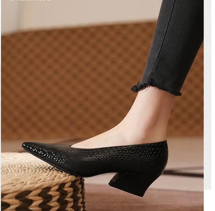 2024 Hot Crocodile Pattern Designer Vintage Evening Shoes Ladies Fashion Pointed Toe V Cut Woman Shoes High Heel Pumps Sexy Shoe