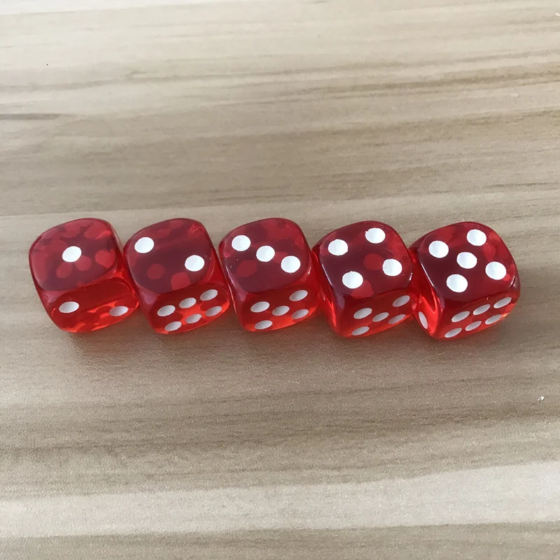 

Boardgame 50/100200 Pcs/Lot 19mm Red Transparent Dice Acrylic Rounded Corner Drinking Dice Nightclub Bars KTV Entertainment