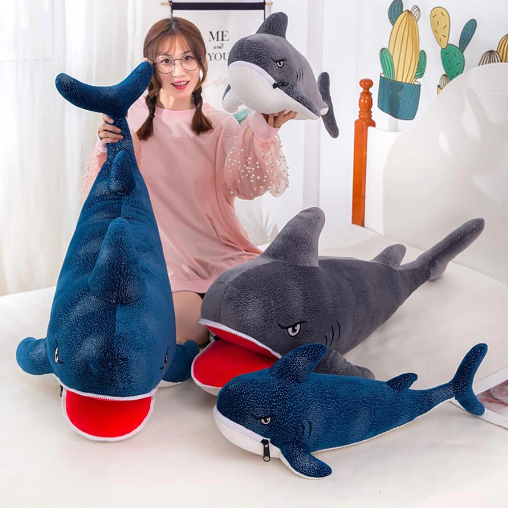 Aquarium animal ferocious shark children plush toy sea animal kits stuffed toy birthday gift Zipper mouth