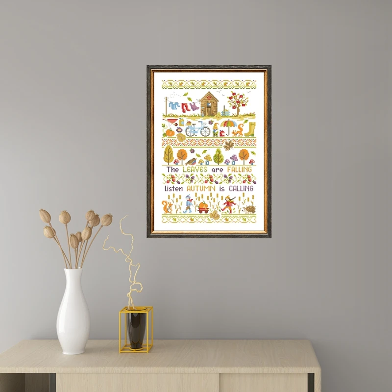 Dreampattern Four seasons-Autumn cross stitch package 18ct 14ct 11ct unprint canvas embroidery DIY handmade