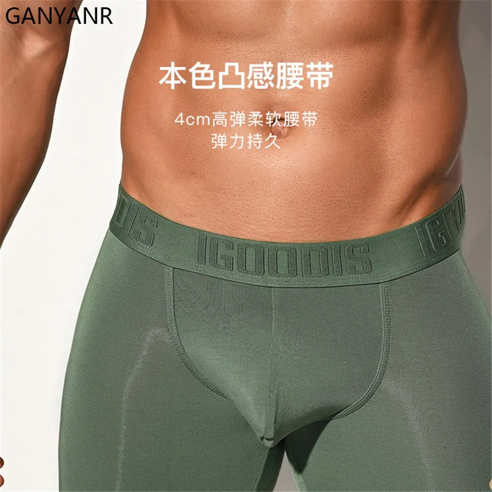 GANYANR Men Running Tights Compression Pants Leggings Sportswear Fitness Sexy Basketball Yoga Winter Training Workout Long Sport