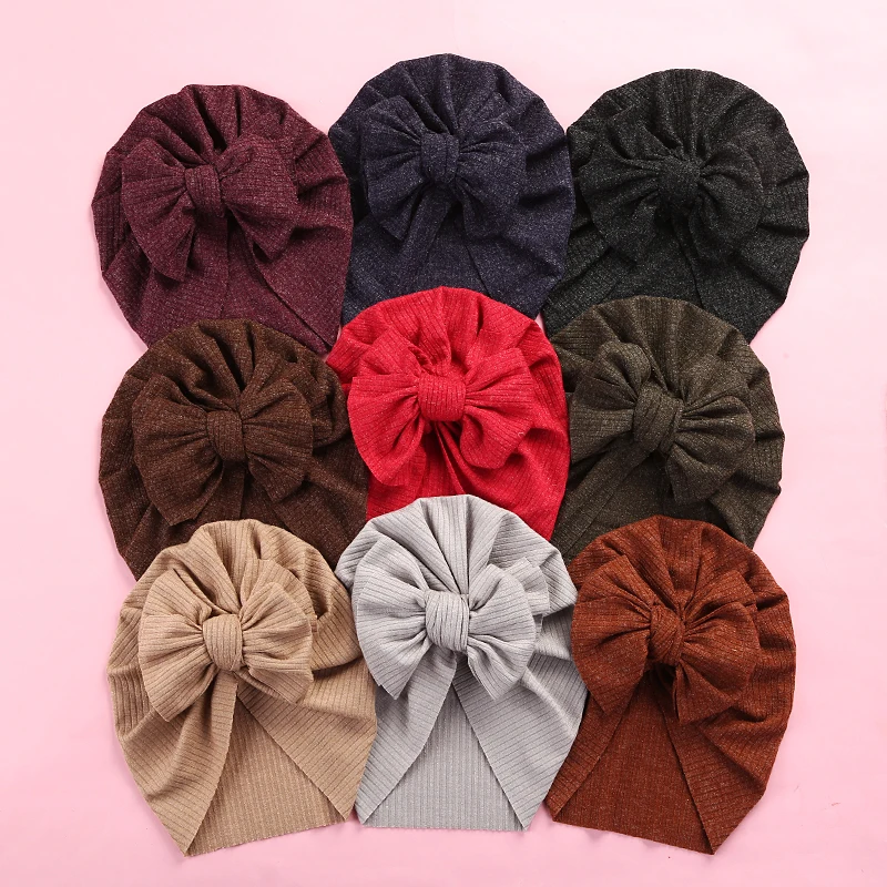 

18pc/lot Baby Hair Accessories Knit Hair Bow Babes Beanie Caps Hat Girls Knotbow Turban Elastic Head Wraps for Kid Girl Headwear