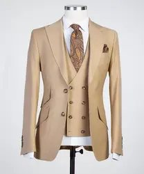 Traje de boda a medida para hombre, conjunto de esmoquin de fiesta Formal, ajustado, 3 piezas, talla grande