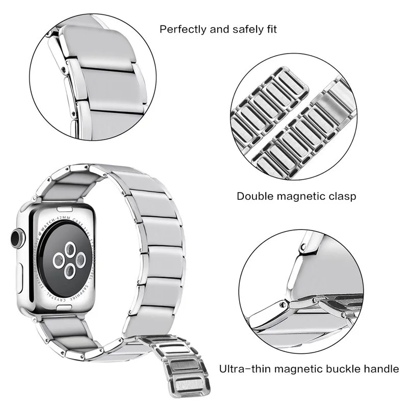 Strap for Apple Watch Band 8 7 6 5 4 3 2 SE Stainless Steel Bracelet Apple Watch 49 44 40 45/41 42/38mm Magnetic Loop for iWatch