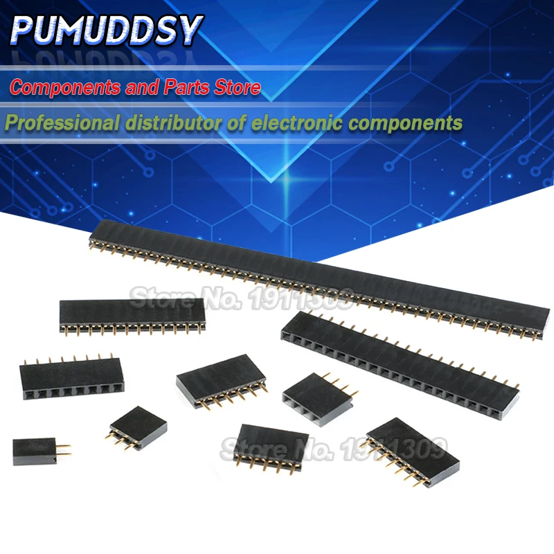 100PCS 2.54MM pitch single row female pin socket 4/5/6/7/8/9/10/12Pin PCB Connector Single Row Mother For arduino