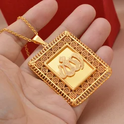 Dubai  24K Gold plated luxury Golden Islam Allah Pendant Necklace For Women Girls Men