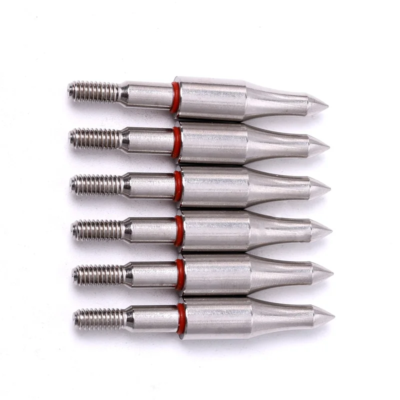 3/6/12/24pcs 75/100/125/150/175/200/250/300gn Stainless Steel Arrow Point Tip Broadhead Head ID6.2mm OD7.6/7.9mm Archery Arrow