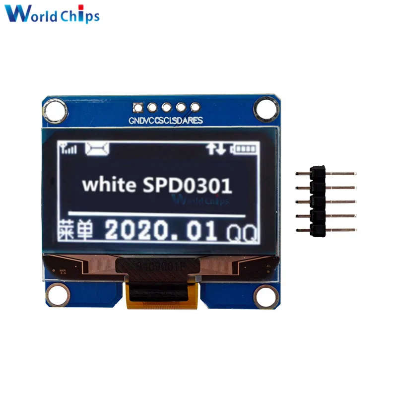 IPS 1.54 inch 5Pin 128x64 OLED Screen Display Module SPI Interface SPD0301 Driver IC Adapter Board White Blue Yellow for arduino