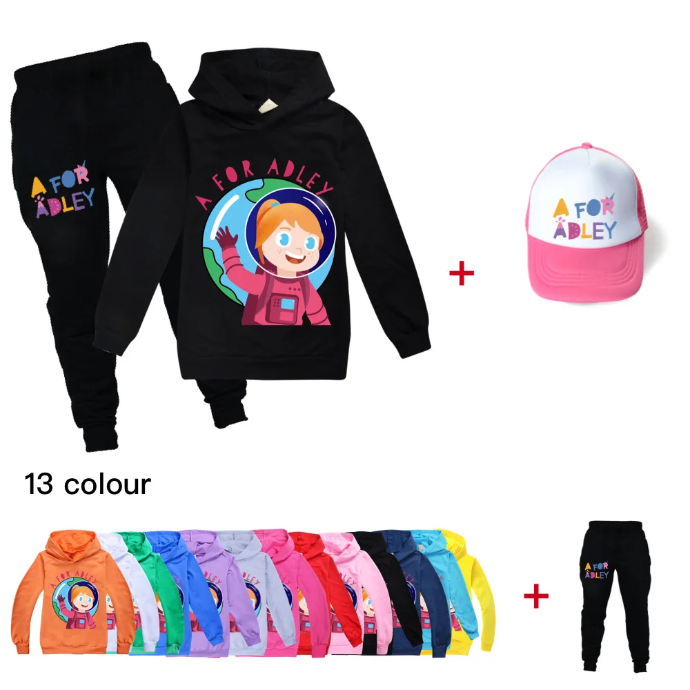 

Toddler Sweatshirt Clothing A for Adley Cotton Teen Hoodies Outfit Boys Hooded+Pants+sunhat sets For Kids Pullover Clothes