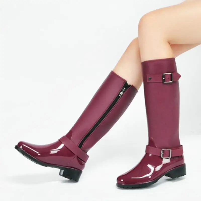 Women's Waterproof Rainboots Ladies Knee-high Rubber Rain Boots Fashion PVC Rainboot Female Boot Outdoor Water Shoes