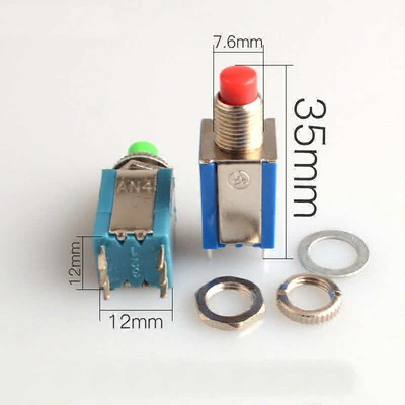 Interruptor de botón de Reinicio automático sin bloqueo, AN4-22 de 5 piezas, 2x2, normalmente abierto, momentáneo, 6 pines, 3a, 250VAC