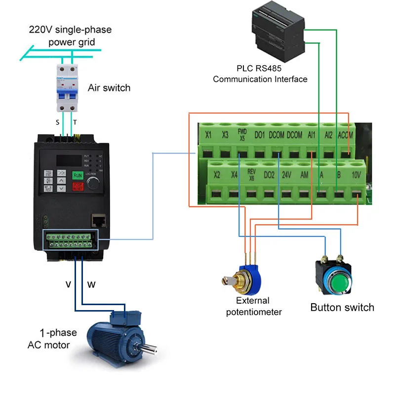 VFD AT2 0.45KW/0.75KW/1.5KW/2.2KW Single-Phase 220V In and Single Phase Out frequency converter for Single-Phase Motor