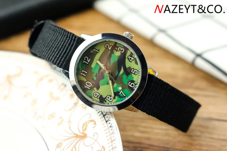 Montre de sport de plein air pour enfants, petits garçons et filles, cadran de Camouflage, mains lumineuses, bracelet en toile, horloge cadeau à quartz