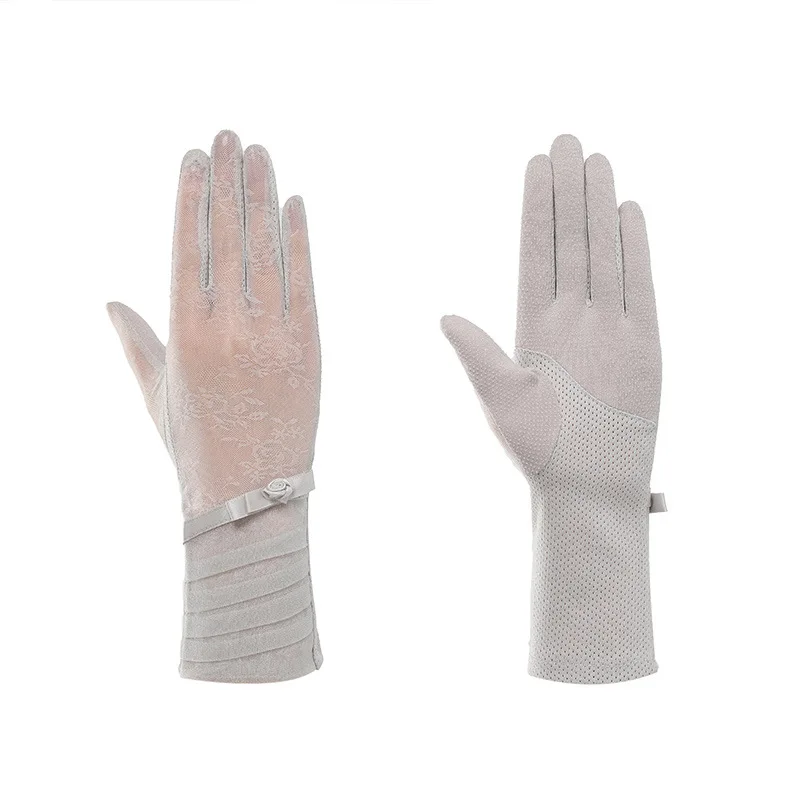 

Sexy Summer Women UV Sunscreen Long Sport Cycling Sun Female Mitten Fashion Ice Silk Lace Thin Touch Screen Driving Gloves I76