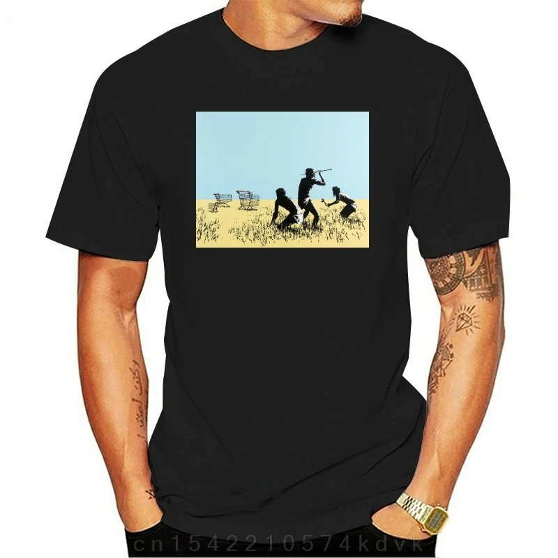 New Fashion 100% Cotton For Man Shirts Banksy Trolley Hunters Urban Art Graffiti T-Shirt Whitedesign Your Own T Shirt