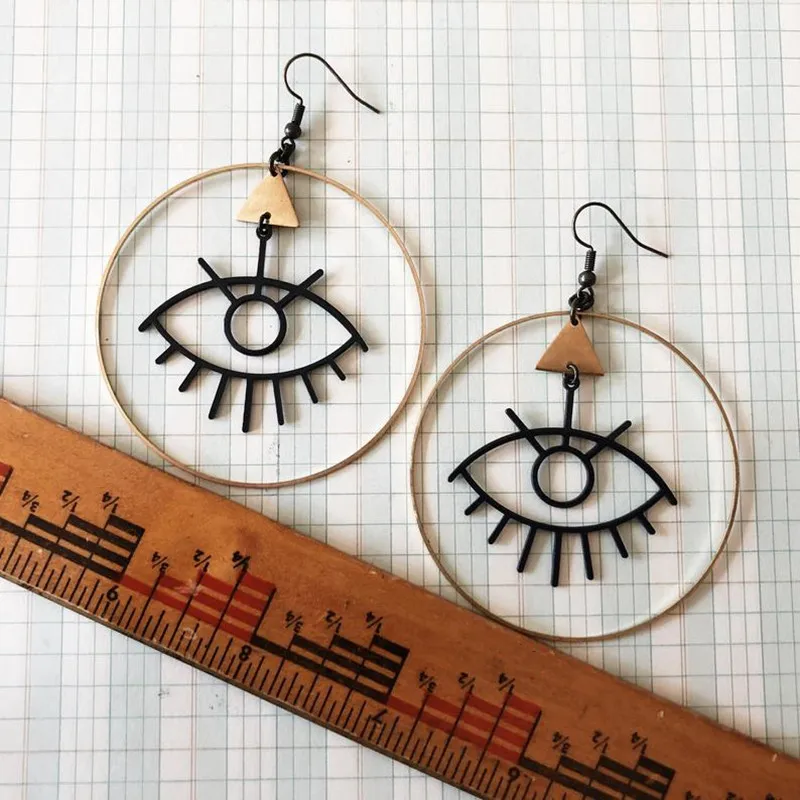 Eye Earrings Eyelash Big Evil Brass Jewelry Black And Hoop women friend gift Gothic 2020 new exaggerate pendant girlfriend