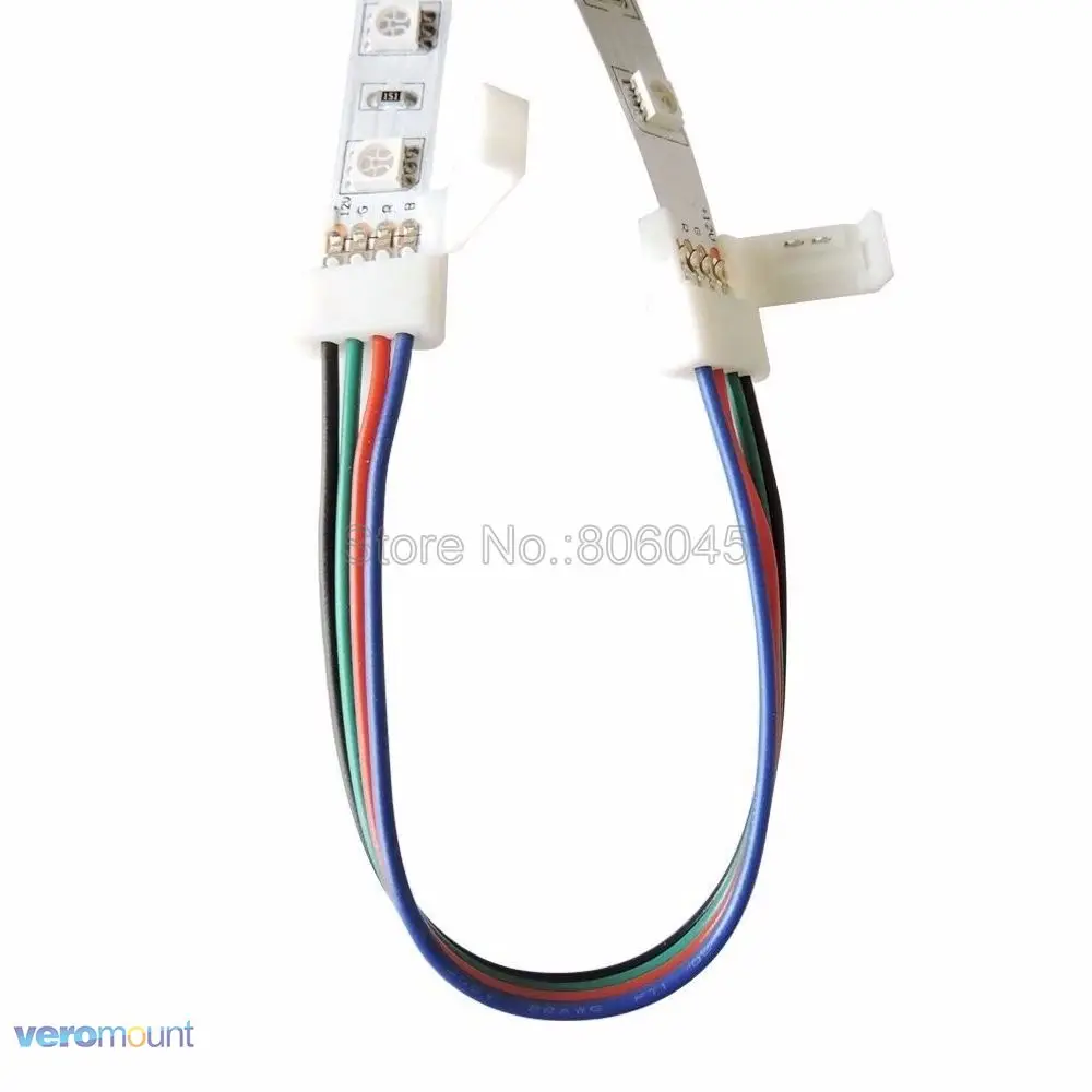 4Pin Solderless Rgb Led Connector Kabel 1-Weg Strip Controlller 2-Weg Strip Strip Connector Voor 10Mm 5050 Smd Rgb Strips